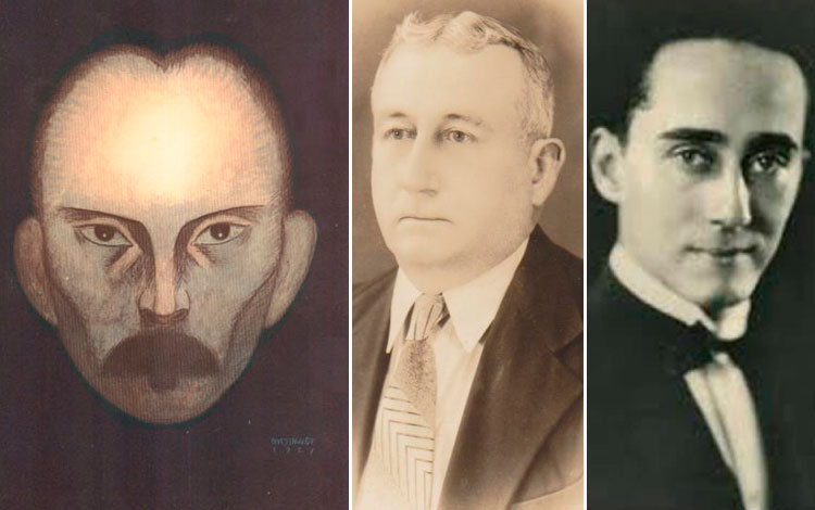 Cuadro La luminosa frente, de Conrado Massaguer, y fotos de Silvino García y su hijo Alejandro García Caturla.