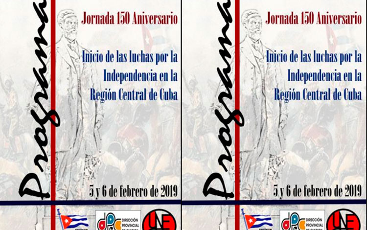 Portada del programa por el aniversario 150 del inicio de las guerras de indepencia en la región central de Cuba.