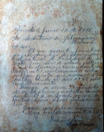 Carta original de Jesús Crespo Moreno Carta original de Jesús Crespo Moreno