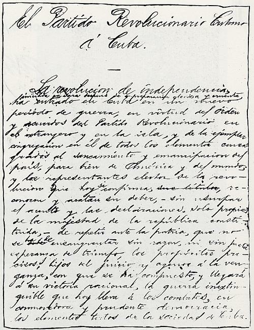 Primera página del Manifesto de Montecristi. Primera página del Manifesto de Montecristi.