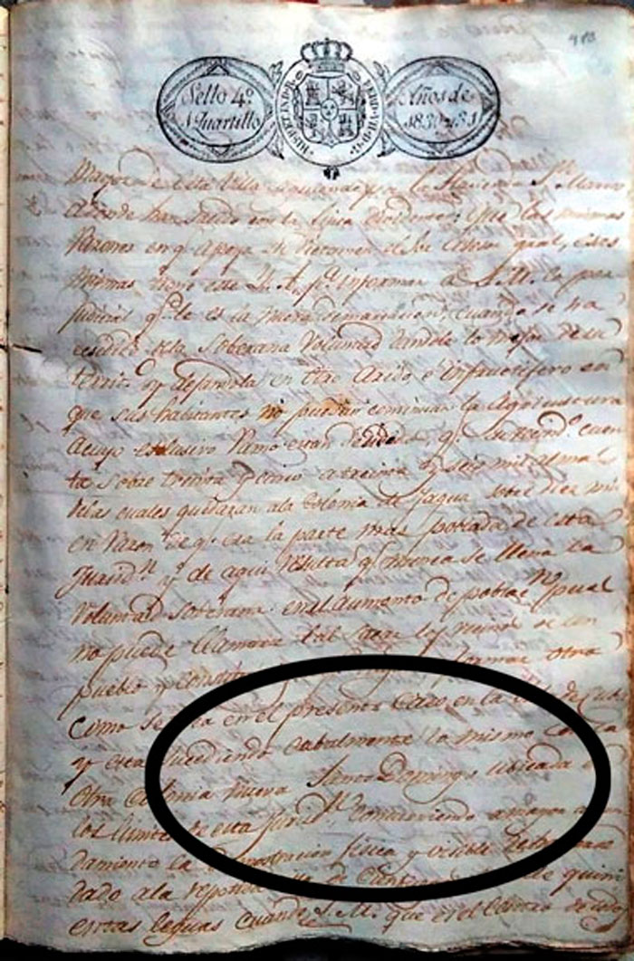 Acta capitular de 1830 sobre Santo Domingo. Acta capitular de 1830 sobre Santo Domingo.