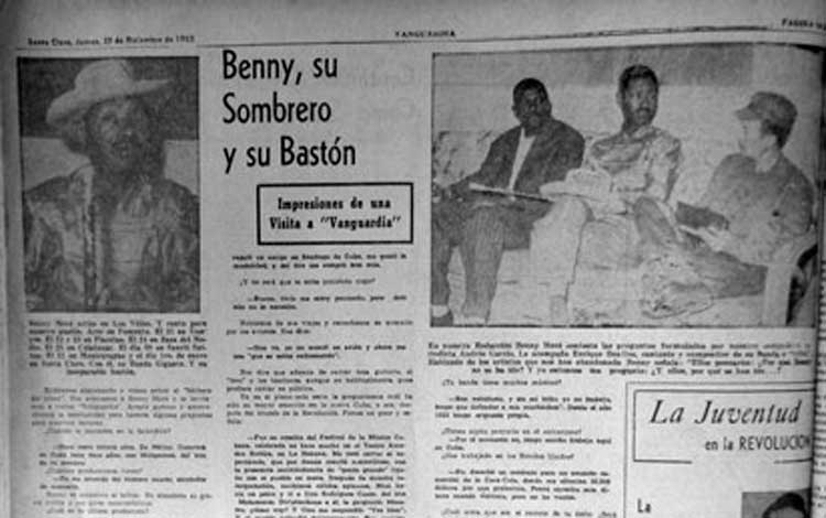 Periódico Vanguardia con entrevista a Benny Moré