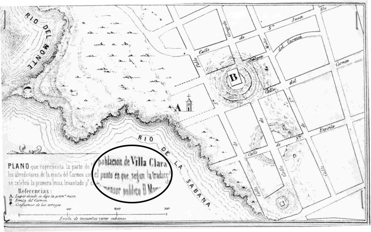 Plano antiguo de la ciudad de Santa Clara.