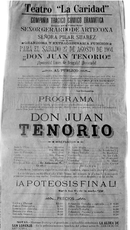 Programa de una función en el Teatro La Caridad Programa de una función en el Teatro La Caridad