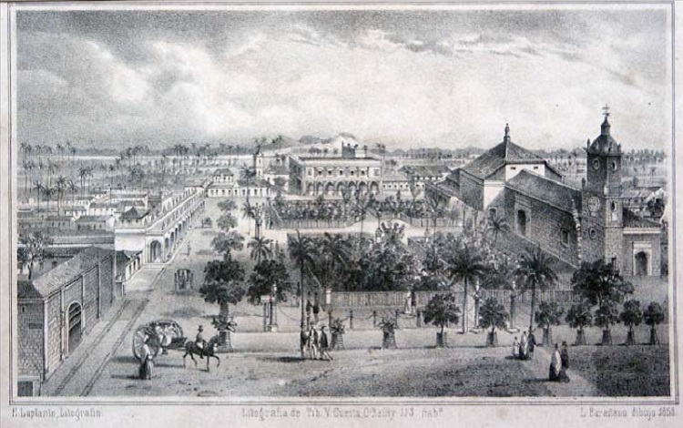 Parque de Santa Clara con la Parroquial Mayor