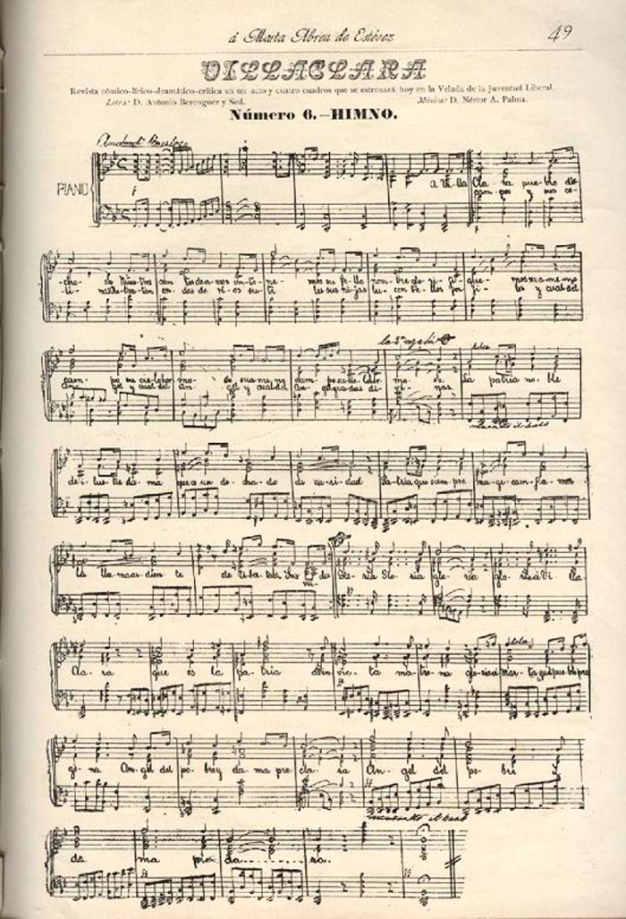Partitura del Himno de Villaclara Partitura del Himno de Villaclara