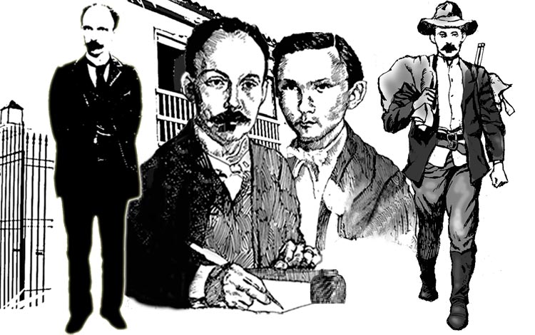 Ilustración de Linares sobre etapas de la vida de José Martí.