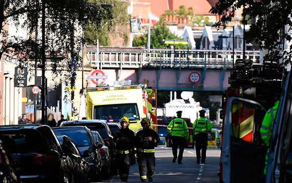 Atentado con bomba casera en el metro de Londres, 15 septiembre de 2017.