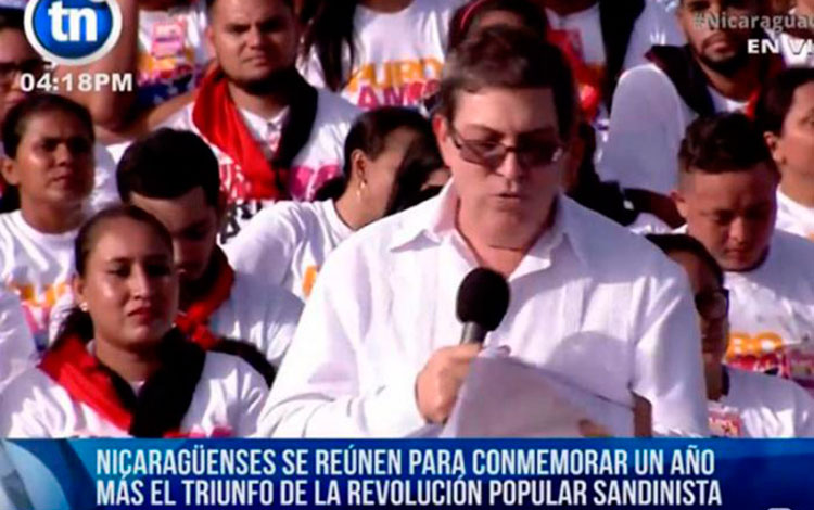 Canciller cubano, Bruno Rodríguez Parrilla, en acto por el aniversari 39 de la Revolución Sandinista.