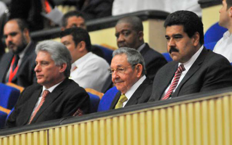 Miguel Díaz-Canel, Raúl Castro Ruz y Nicolás Maduro. 