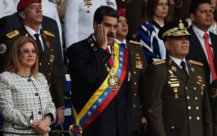 Nicolás Maduro durante acto por el aniversario 81 de la Guardia Nacional, en el que se produjo un atentado contra su vida.