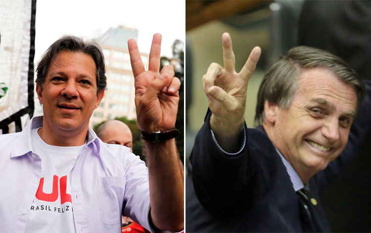 Fernando Haddad y Jair Bolsonaro, canditados a la presidencia de Brasil.