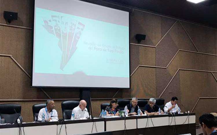 Díaz-Canel y Machado Ventura durante la reunión del Grupo de Trabajo del Foro de Sao Paulo. Díaz-Canel y Machado Ventura durante la reunión del Grupo de Trabajo del Foro de Sao Paulo.