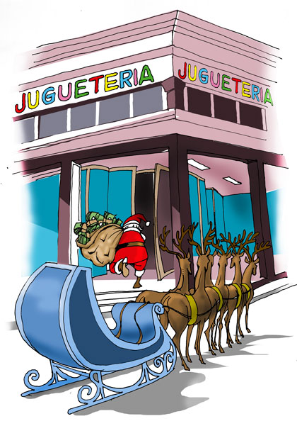 Ilustración sobre comentario de elevados precios en nueva juguetería de Santa Clara. Ilustración sobre comentario de elevados precios en nueva juguetería de Santa Clara.