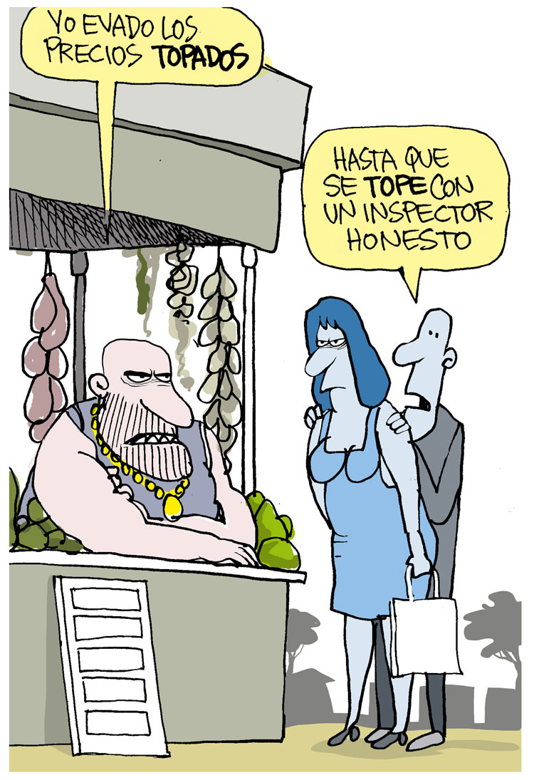 Caricatura de Alfredo Martirena sobre precios de productos agropecuarios. Caricatura de Alfredo Martirena sobre precios de productos agropecuarios.