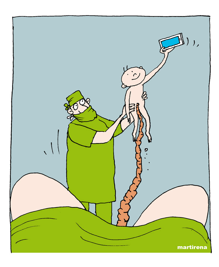 Ilustración de Alfredo Martirena sobre los selfis. Ilustración de Alfredo Martirena sobre los selfis.