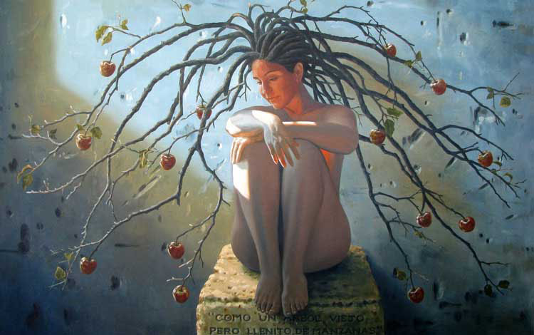 Obra Como un árbol viejo, del pintor Denis Nuñez Rodríguez. 