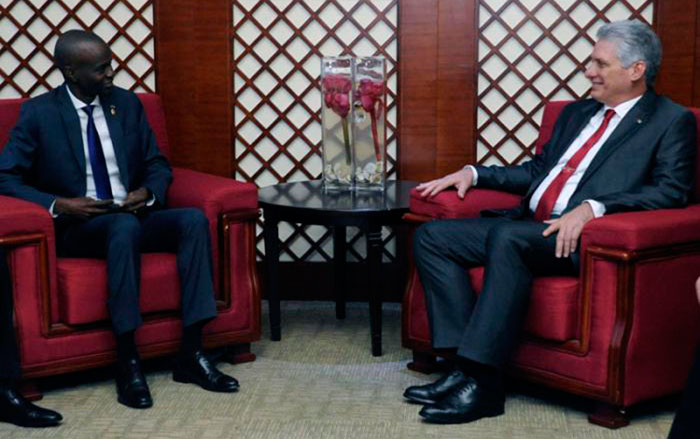 Miguel Dí­az-Canel y el presidente de Haití­, Jovenel Moise.