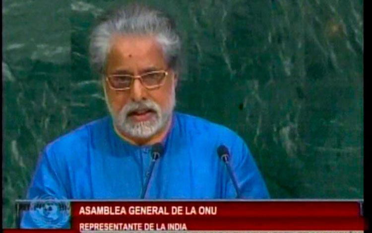 Representante de la India ante Asamblea General de la ONu. Representante de la India ante Asamblea General de la ONu.