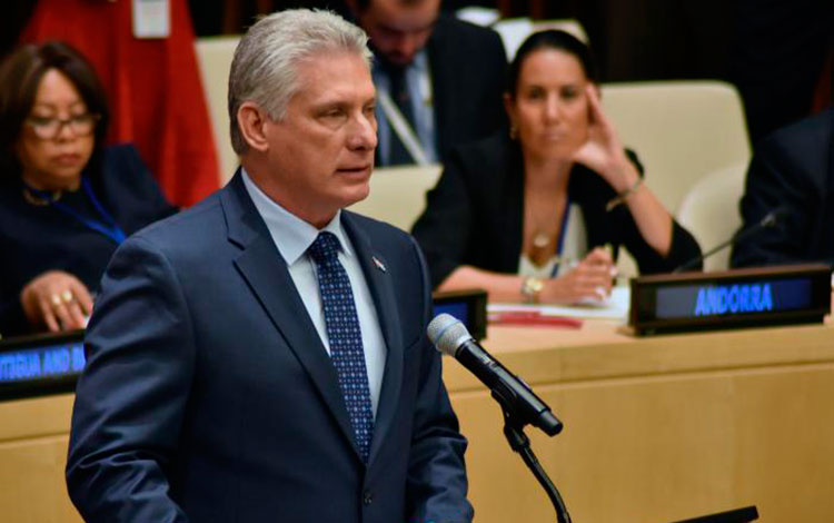 Miguel Díaz-Canel, presidente de Cuba, pronuncia discurso en la 73 Asamblea General de Naciones Unidas.