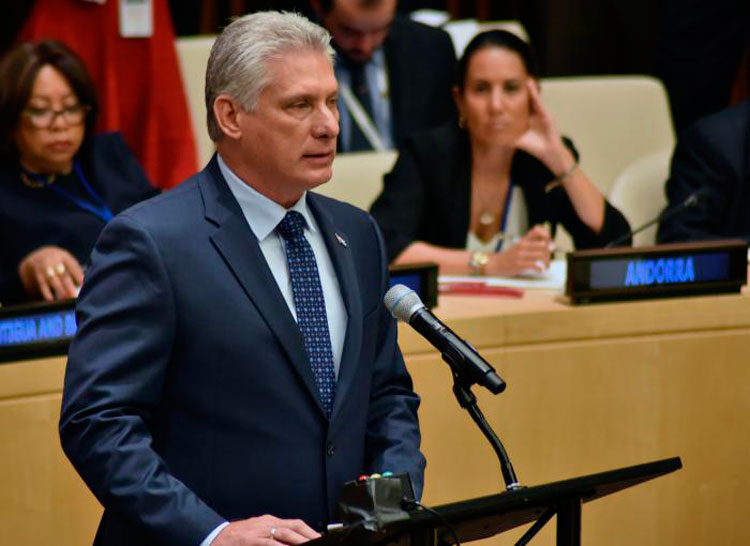 Presidente de Cuba, Miguel Díaz-Canel Bermúdez, y Hassan Rouhani, presidente de la República Islámica de Irán.