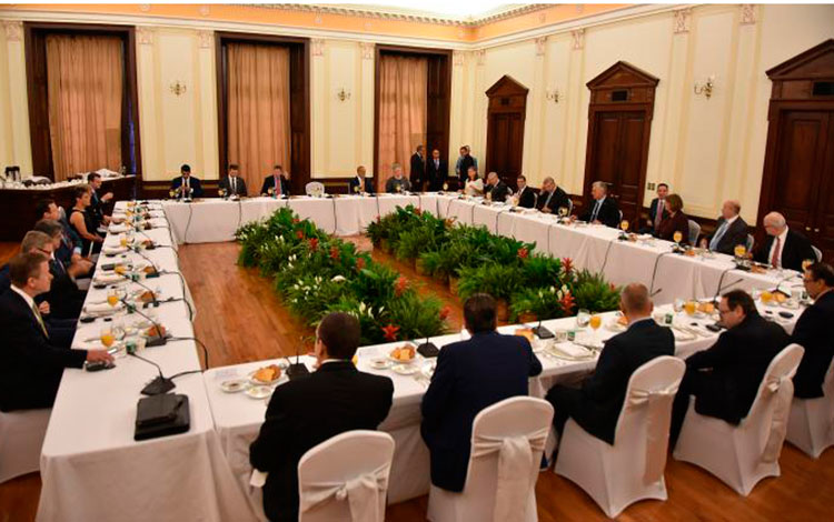 Encuentro del presidente cubano, Miguel Díaz-Canel, con empresarios y líderes del sector agrícola en los Estados Unidos.