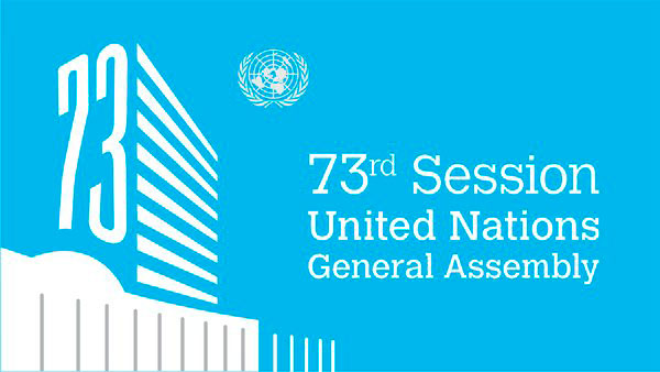 Cartel del 73 Periodo de Sesiones de la Asamblea General de la ONU.