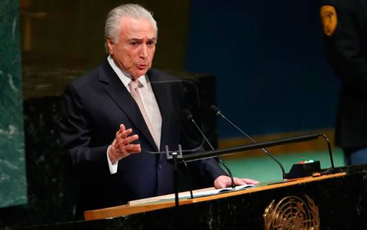 Michel Temer, presidente de Brasil, interviene en 73 Asamblea General de Naciones Unidas. Michel Temer, presidente de Brasil, interviene en 73 Asamblea General de Naciones Unidas.