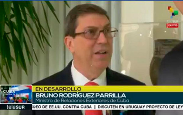 Canciller cubano, Bruno Rodríguez, en entrevista a Telesur.