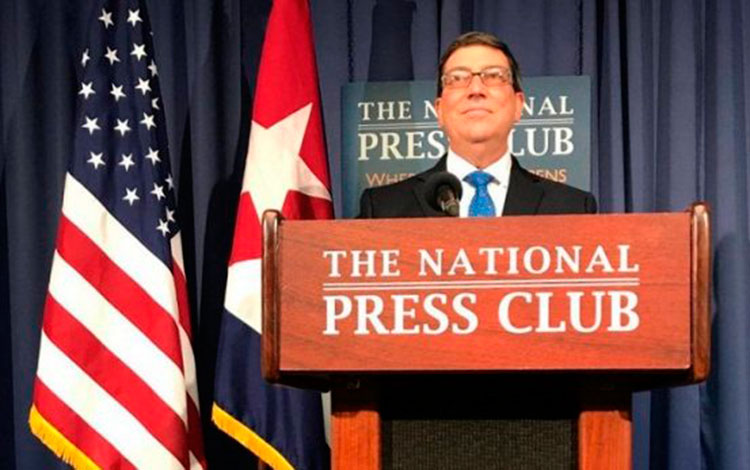 Canciller de Cuba, Bruno Rodríguez Parrilla, en conferencia de prensa en Washington.