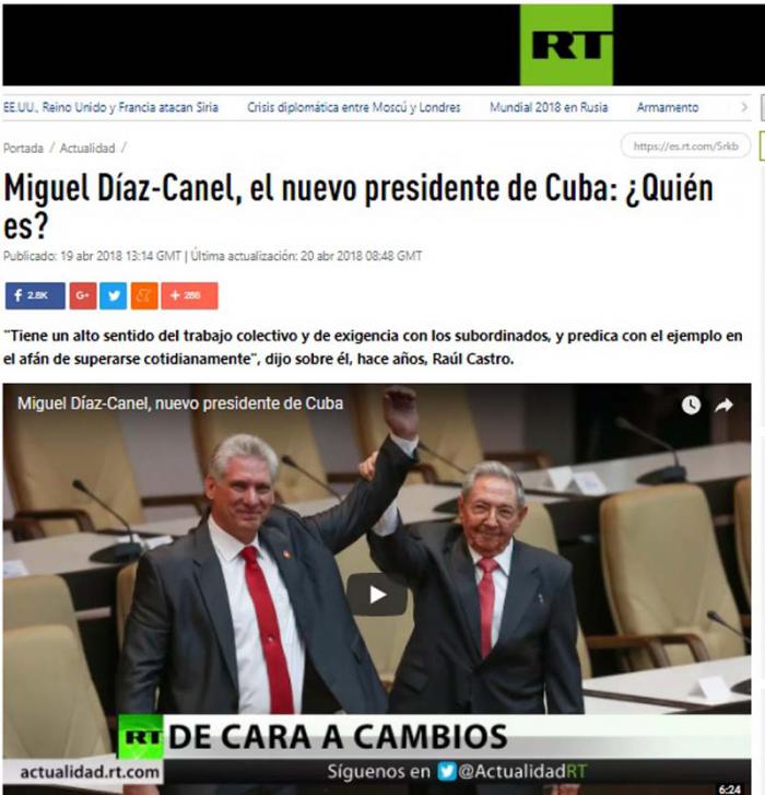 Trabajo sobre Miguel Díaz-Canel en cadena Russia Today. Trabajo sobre Miguel Díaz-Canel en cadena Russia Today.