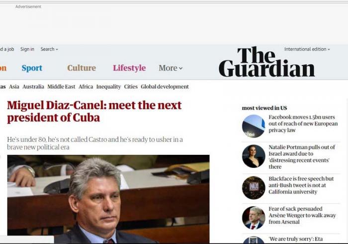 Diario británico The Guardian. Artículo sobre Miguel Díaz-Canel en diario británico The Guardian.
