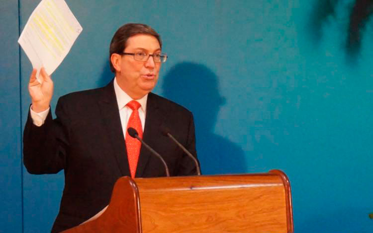 Bruno Rodríguez Parrilla, canciller de Cuba, durante conferencia de prensa.