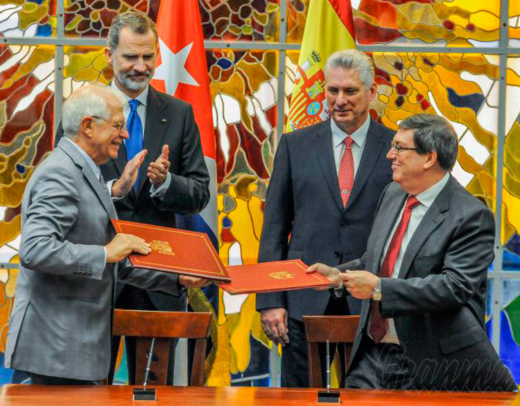 Firma de del Acuerdo para el Marco de Asociación País Cuba España 2019-2022. Firma de del Acuerdo para el Marco de Asociación País Cuba España 2019-2022.