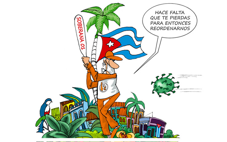 Caricatura de Félix Adalberto Linares sobre el nuevo año 2021 para Cuba.