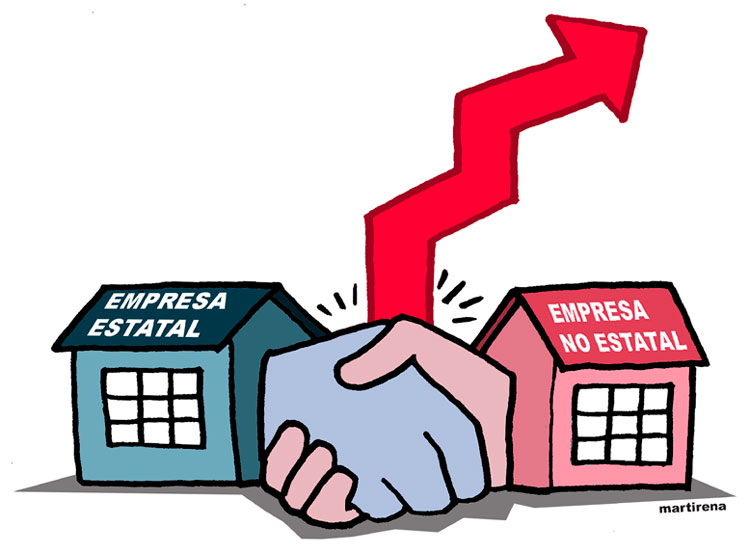 Ilustración de Alfredo Martirena sobre la empresa estatal en Cuba y otros actores económicos.