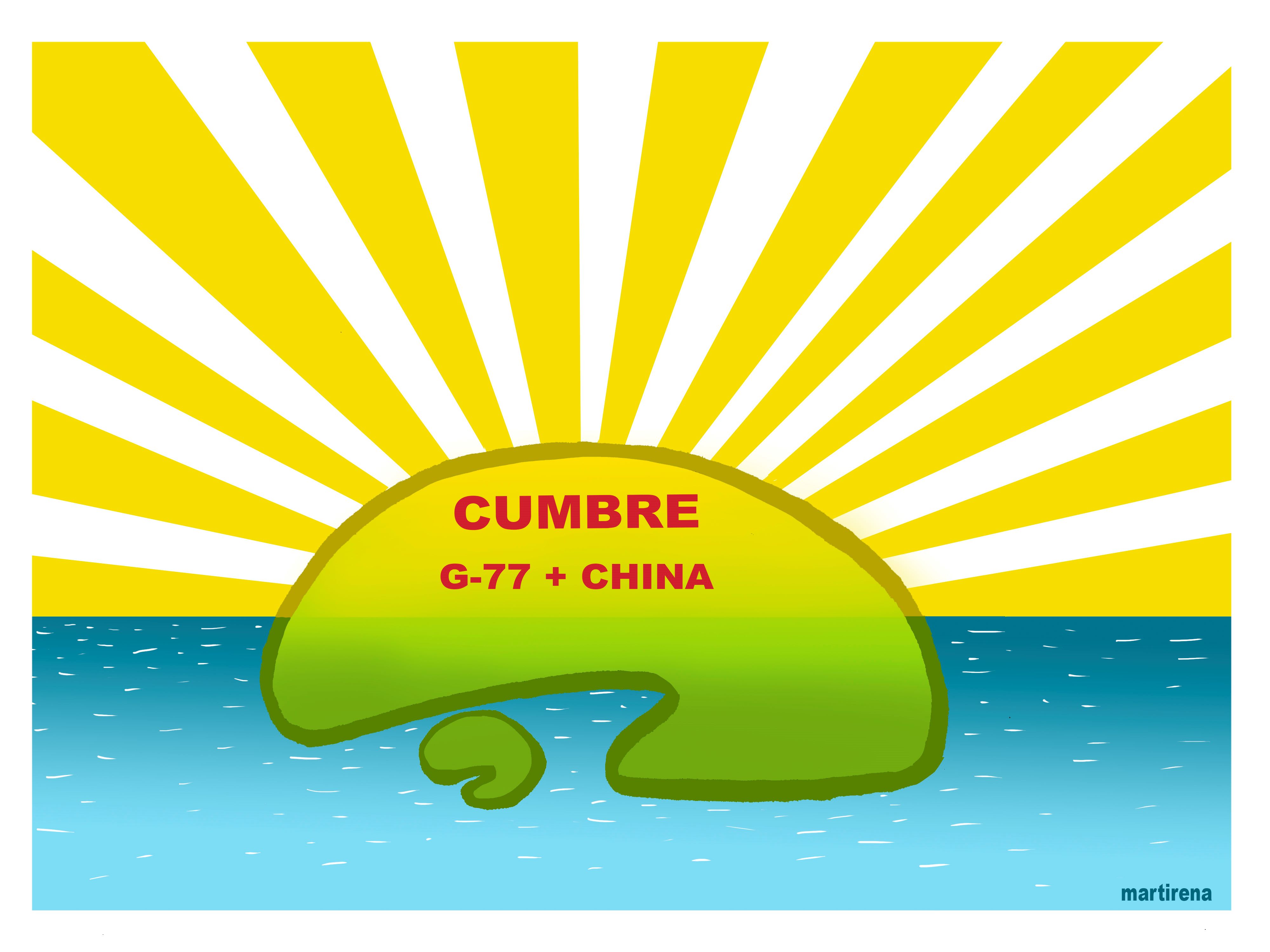 Caricatura de Alfredo Martirena sobre la Cumbre G77 y China, en Cuba