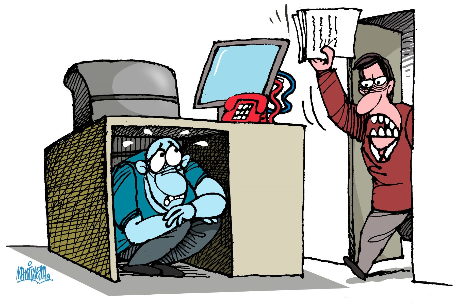 Ilustración de Martirena sobre la violencia laboral