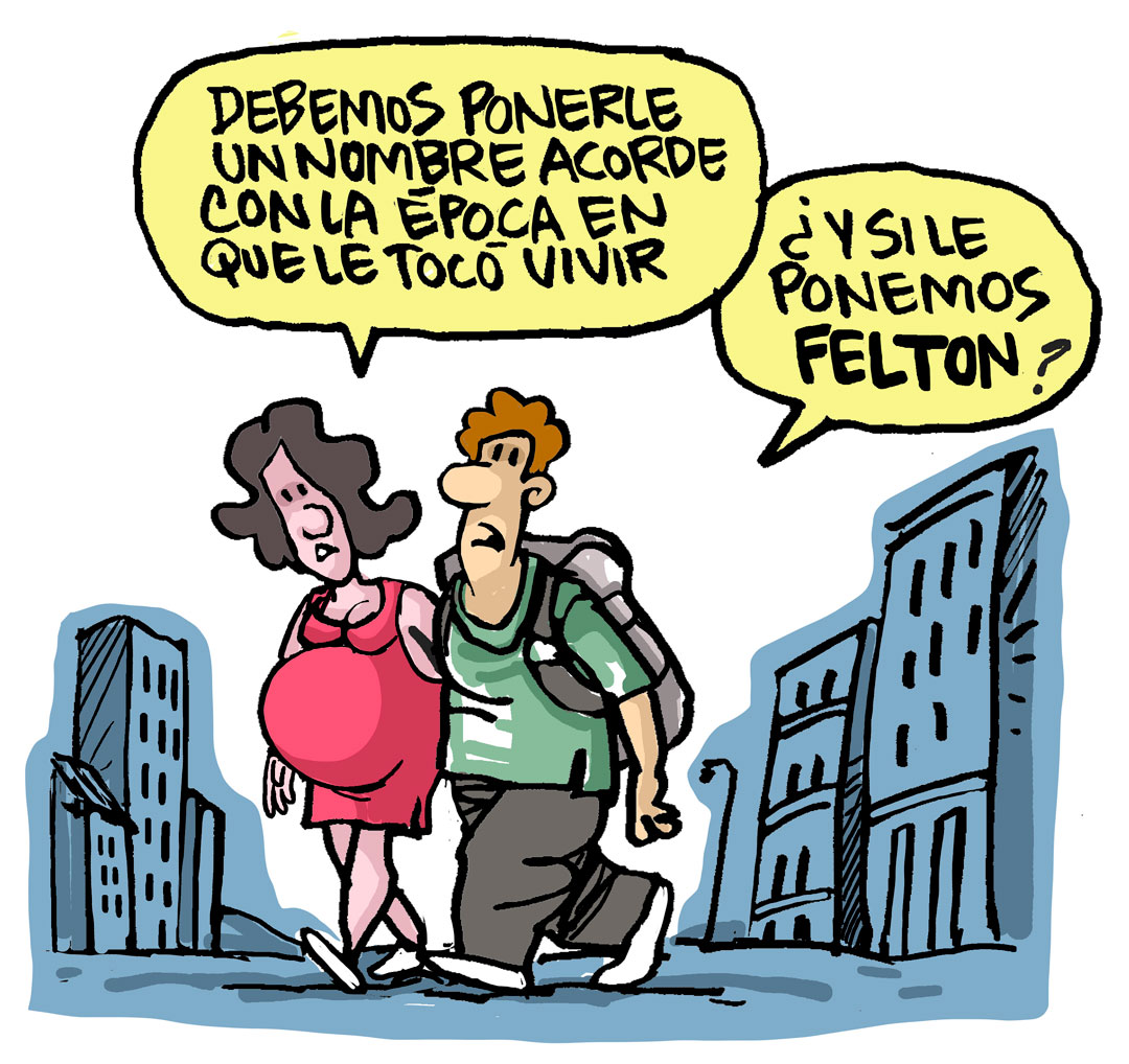 Caricatura de Alfredo Martirena sobre los nombres en Cuba.