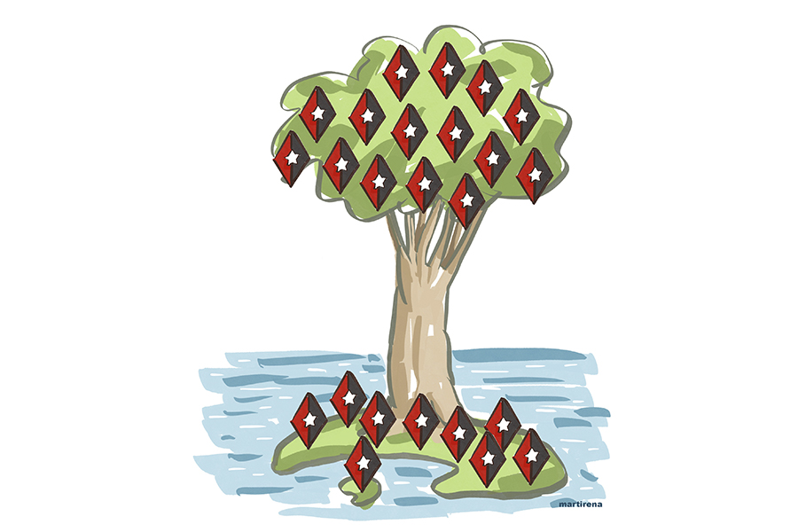 Ilustración de Martirena sobre Fidel