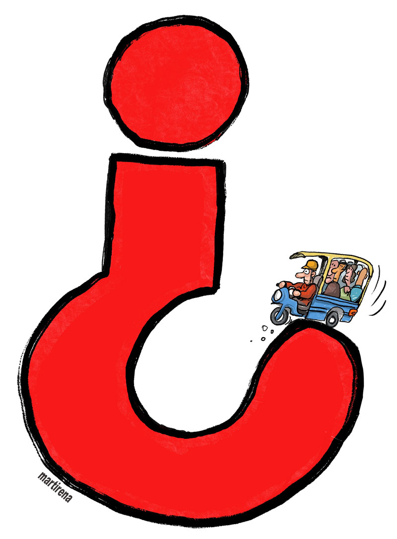 Ilustración de Alfredo Martirena sobre cambio de parada de las motoneta en Santa Clara.