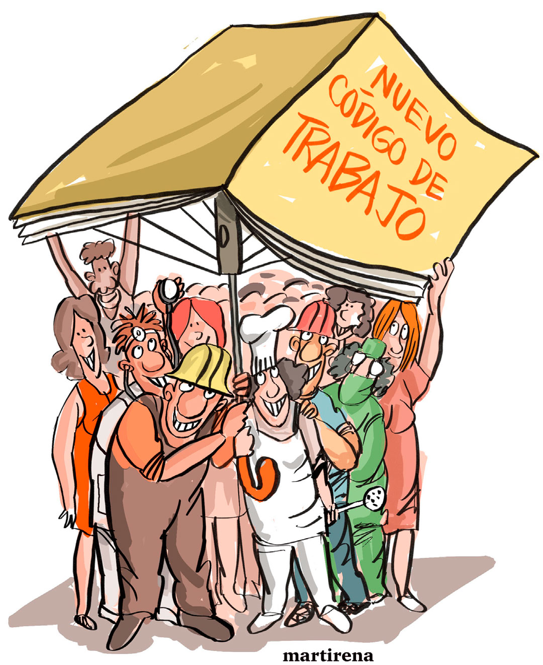 Ilustración de Alfredo Martirena sobre el nuevo Código de Trabajo en Cuba.