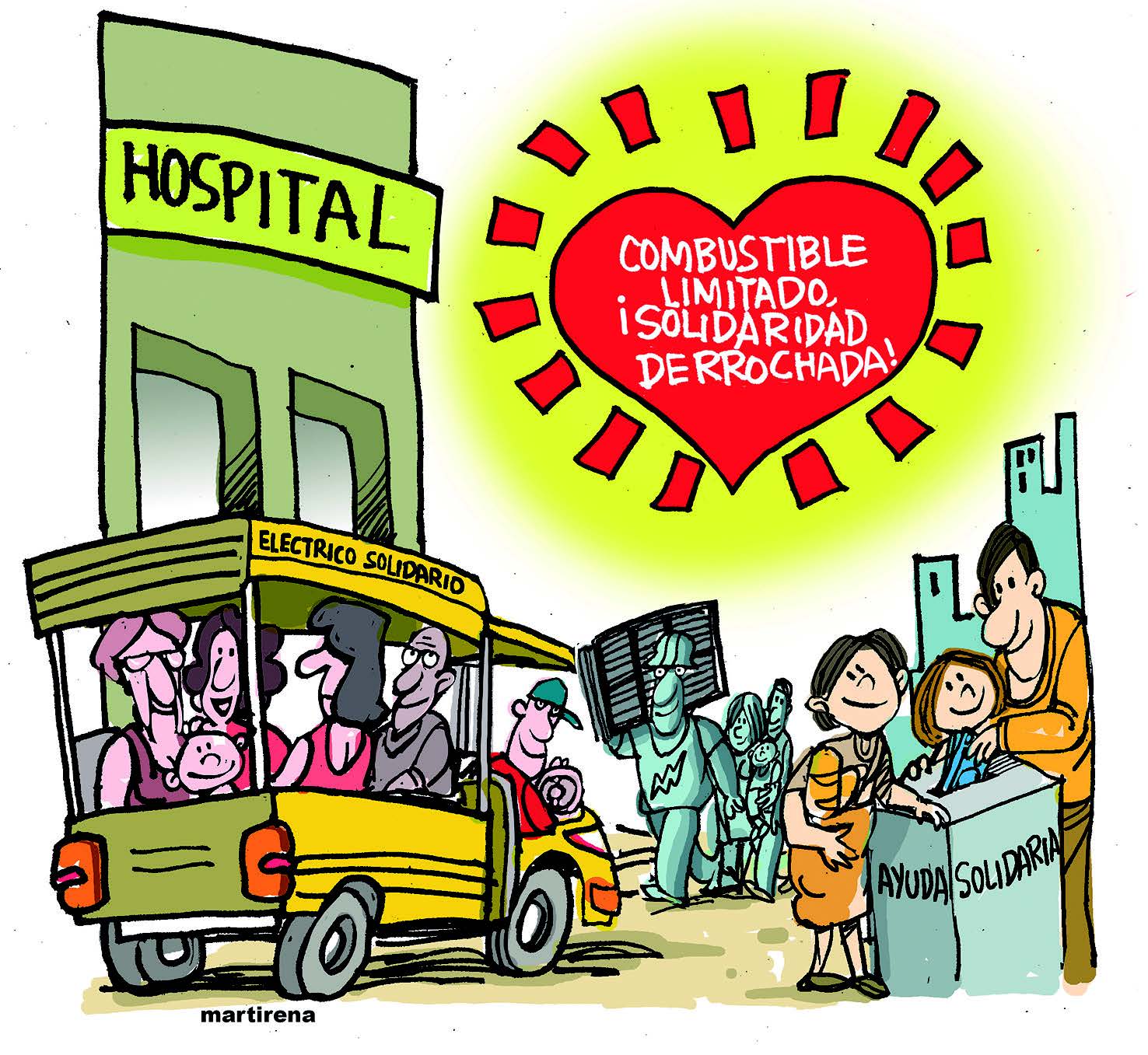 Comentario gráfico de Martirena sobre la ayuda humanitaria brindada a Cuba por naciones hermanas