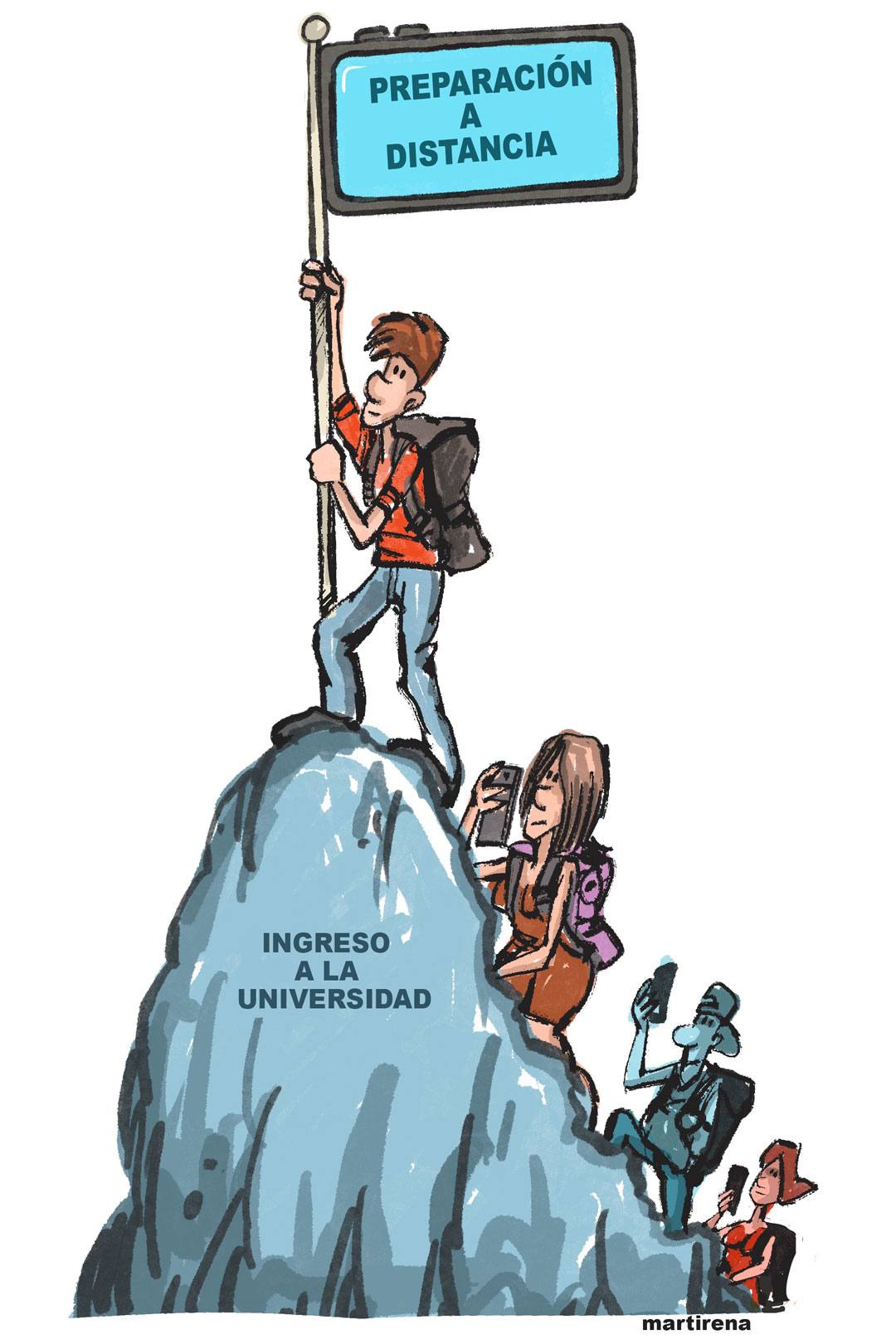 Ilustración de Alfredo Martirena sobre el ingreso a la educación superior.