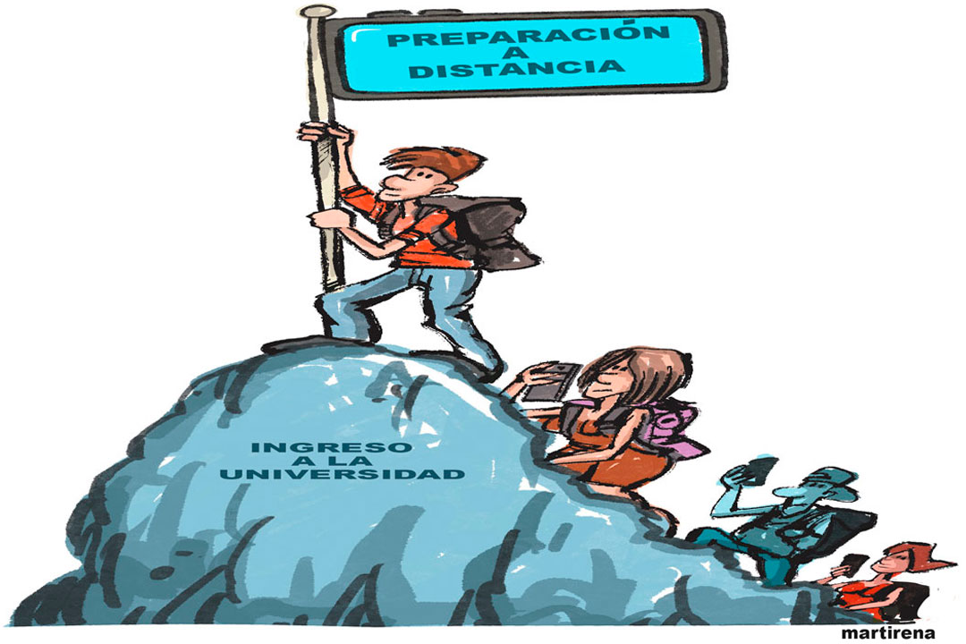 Ilustración de Alfredo Martirena sobre el ingreso a la educación superior.