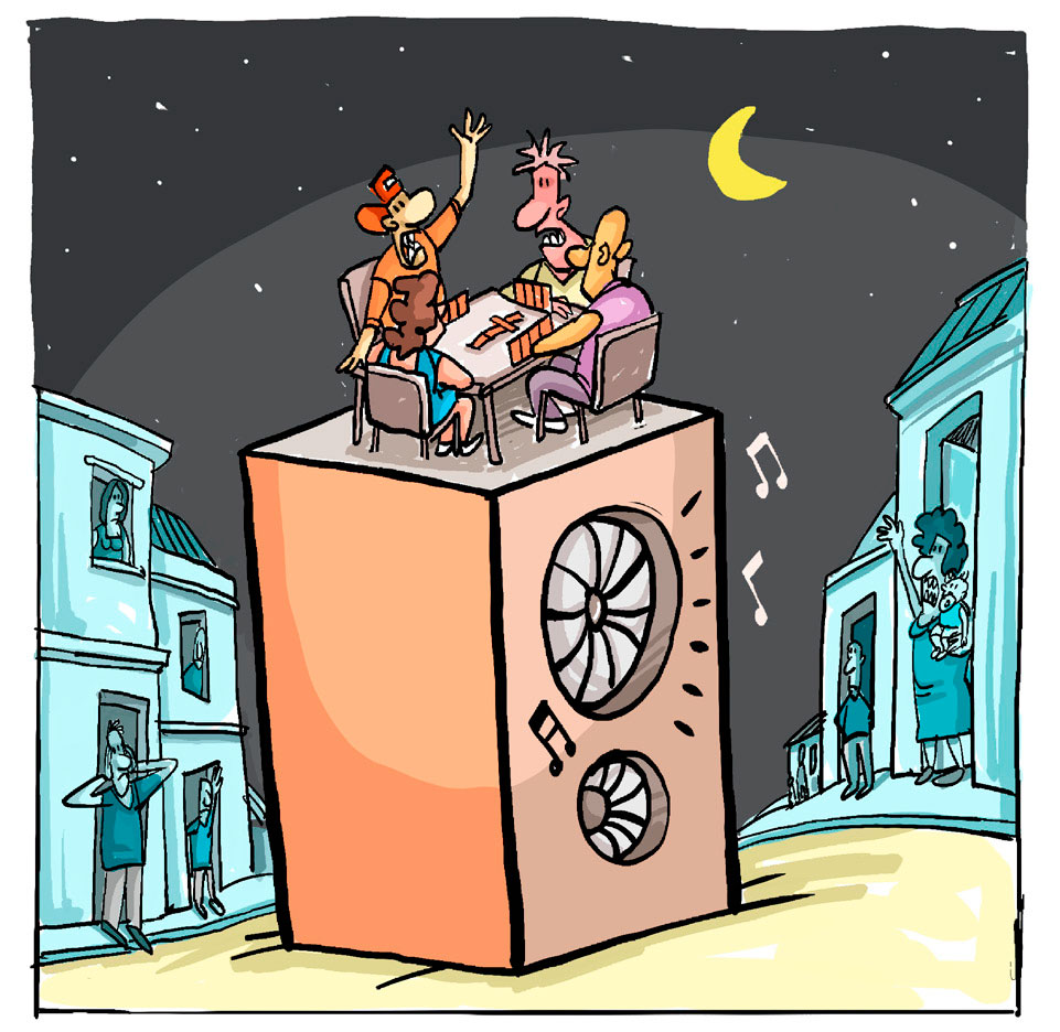 Caricatura de Alfredo Martirena sobre el respeto entre vecinos.