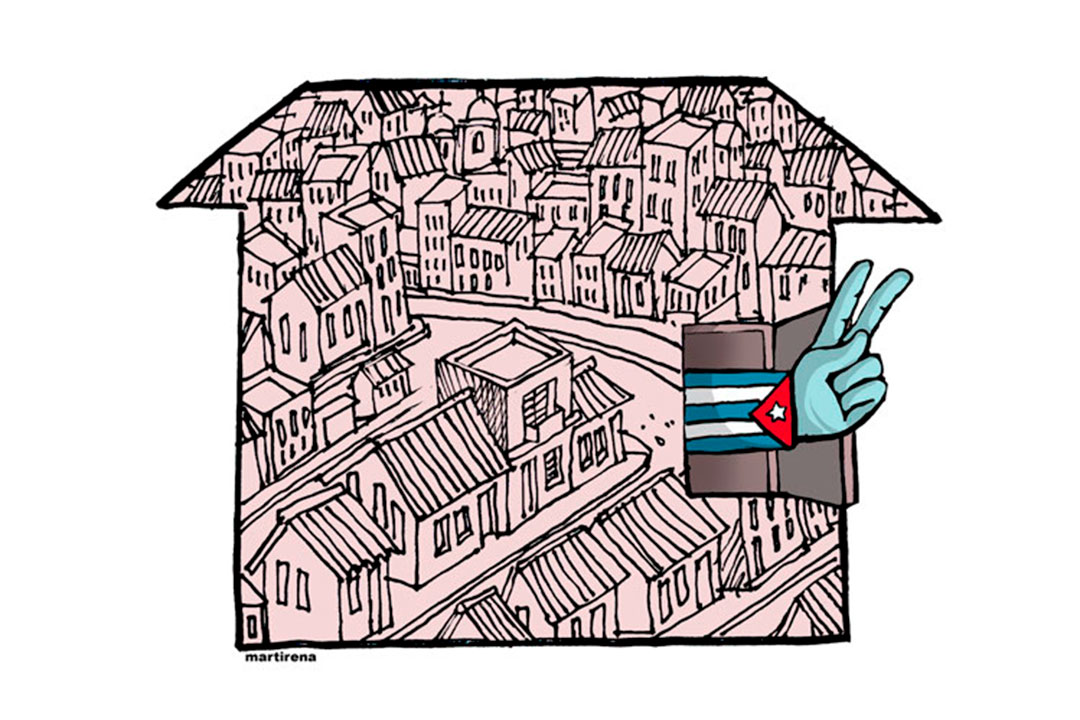 Ilustración de Alfredo Martirena sobre los barrios en las transformaciones económicas y sociales de Cuba.