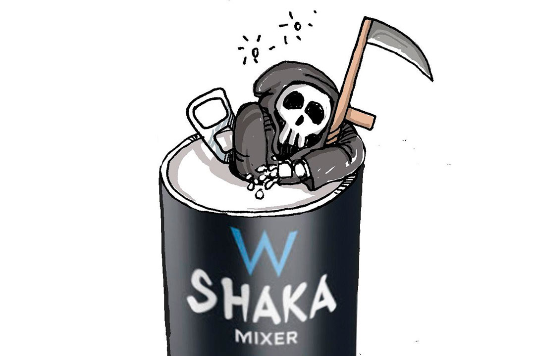 Ilustración de Alfredo Martirena sobre los peligros de la bebida Shaka.