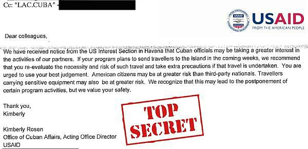 Documento de la USAID sobre plan subersivo contra Cuba.