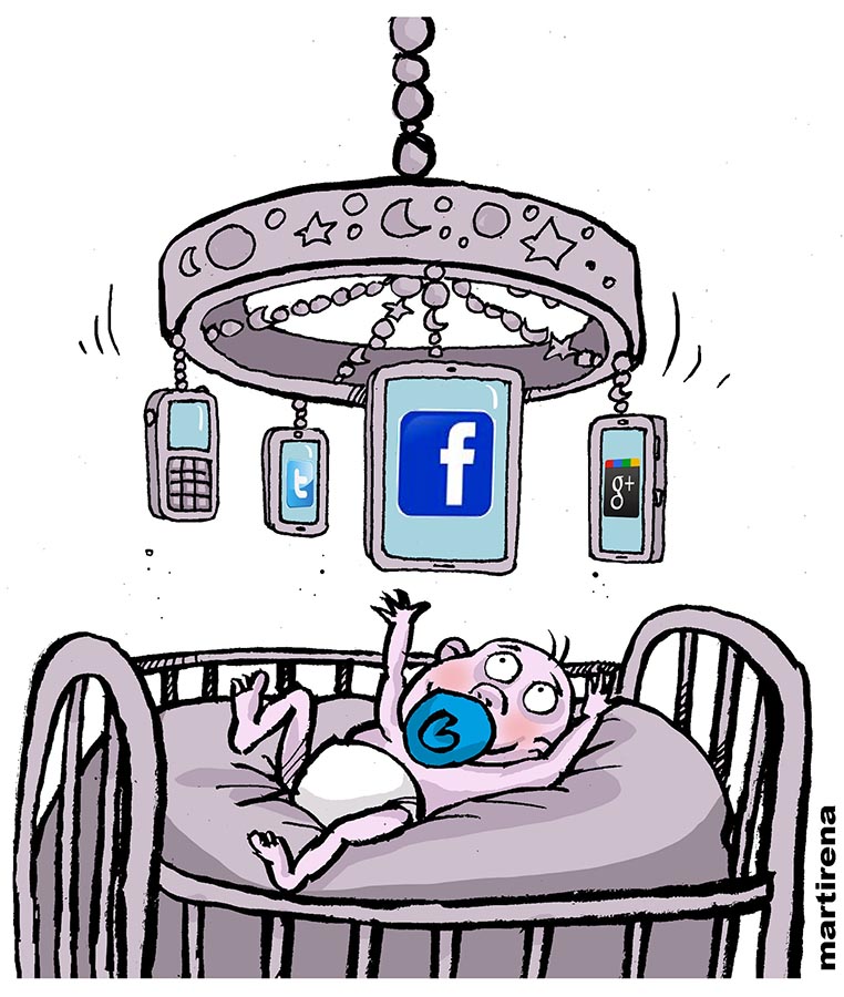 Caricatura Ciber canastilla, de Alfredo Martirena.